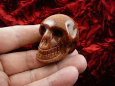 #HH-14-A HUMAN SKULL GOLDSTONE Gem Stone skulls gemstone head