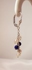 Sterling silver fw white PEARL blue LAPIS LAZULI dangle drop earrings leverbacks — photo 6