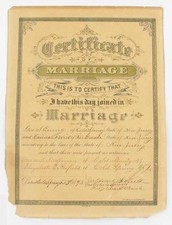 ANTIQUE 1893 MARRIAGE CERTIFICATE HOFFMAN SCOFIELD COLD SPRING NEW JERSEY NJ