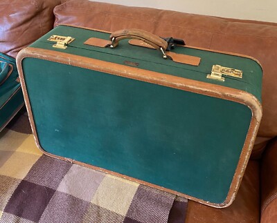 T. Anthony NY Vintage 3 Piece Luggage Set Canvas & Leather