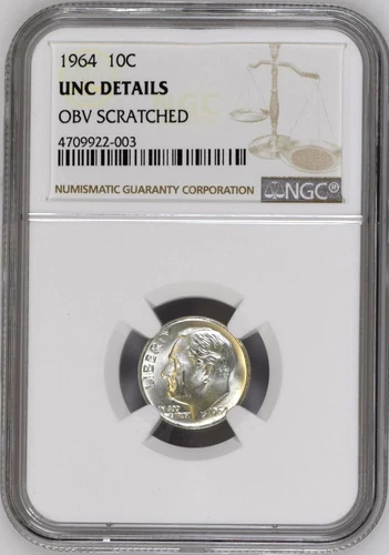 1964 - 10C - Silver Roosevelt Dime - NGC UNC Details