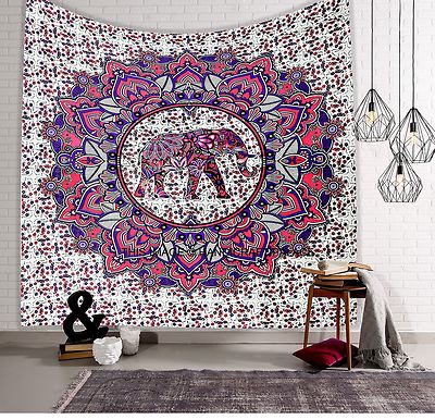 Indian Queen Hippie Tapestries Bohemian Elephant Mandala Wall Hanging ...