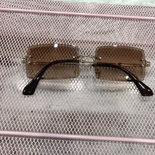 Fashion Sunglasses Rectangle Rimless Colored Lenses Hip Hop Gold Frame Men Women