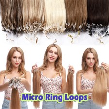 Micro Ring Loop Tip 100 Remy Human Hair Extensions Micro Beads Link Full Head U