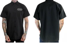 HEADBANGER Mens Button Mechanic Work SHIRT Goth Punk Metal Rock Biker tattoo