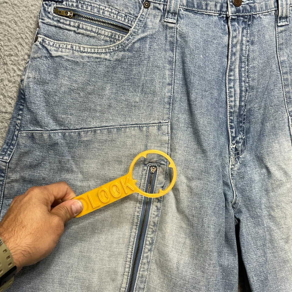 Enyce Jean Denim Shorts Mens 40 Light Wash Wide Leg Zip Hip Hop Baggy Skater Y2K - Image 2 of 4