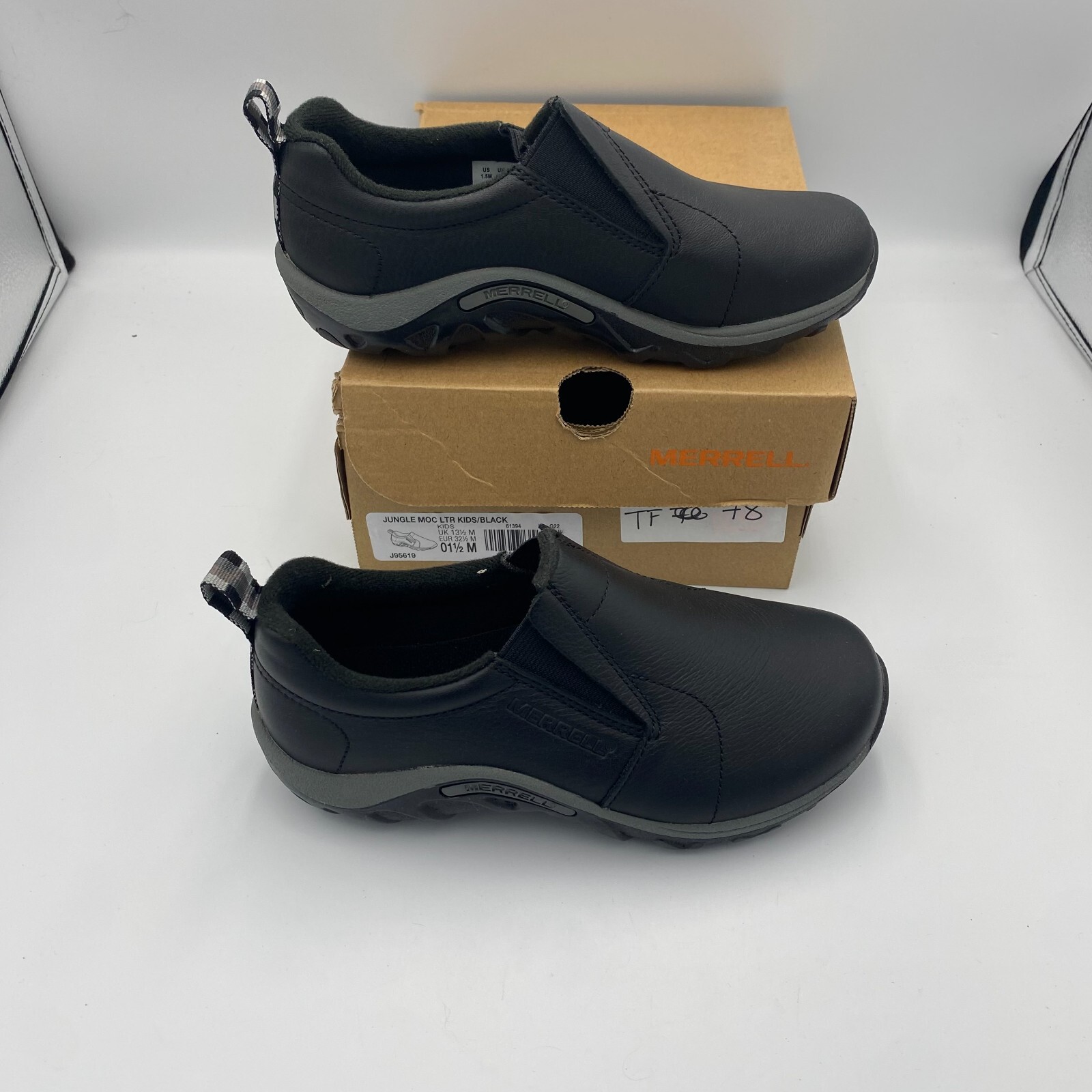 Mocassini mocassini slip on Big Kids 1 5 M Merrell Jungle Moc in pelle nera J95619