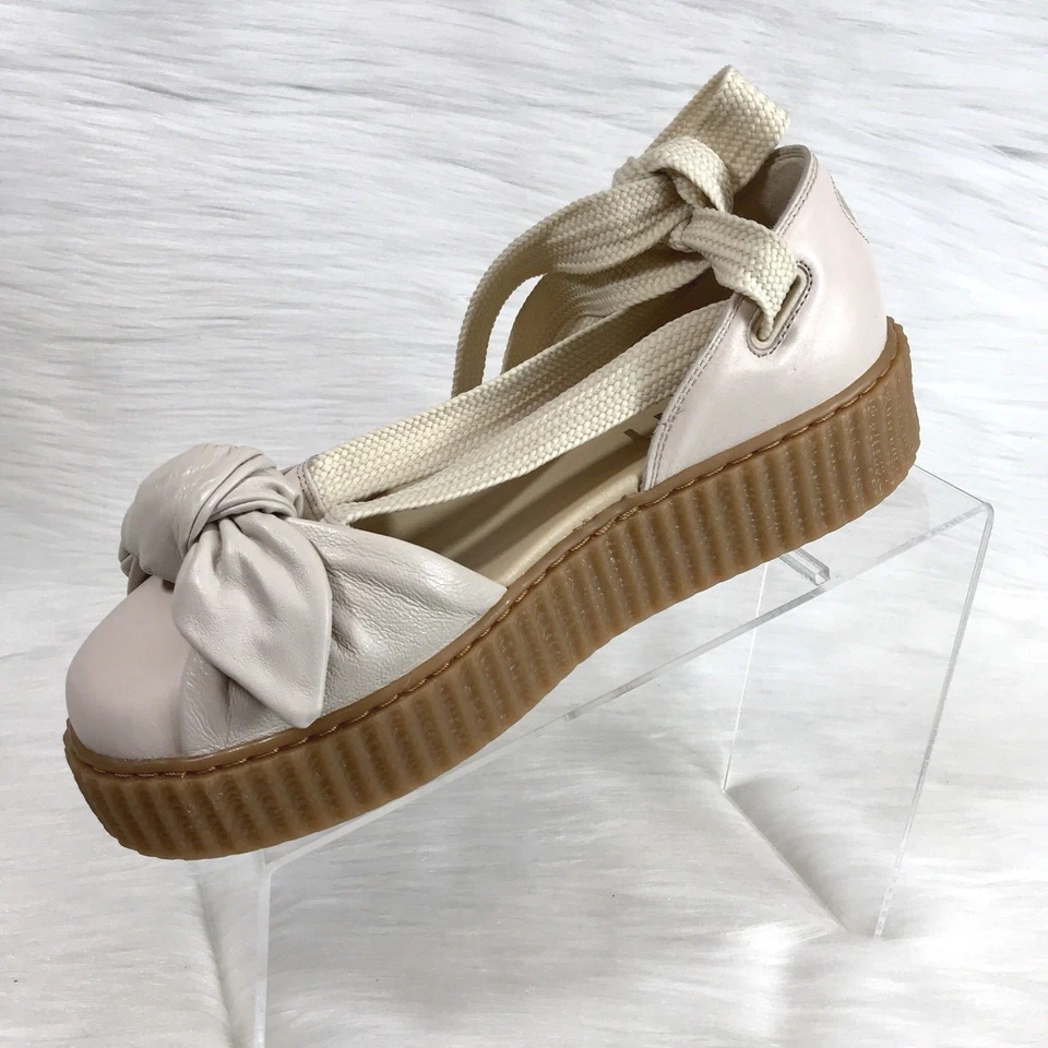  Fenty Puma X  Rihanna Bow Creeper Sandals Beige Leather Size 8.5 New  - Image 4 of 4