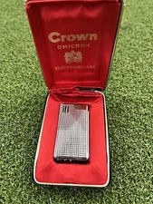 Vintage Crown Omicron Electronic Gas Lighter W/ Box