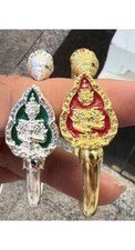 Brazalete 2 Brazaletes Oro Plata Wessuwan Dios Gigante Talismán Buda Tailandés Amuleto