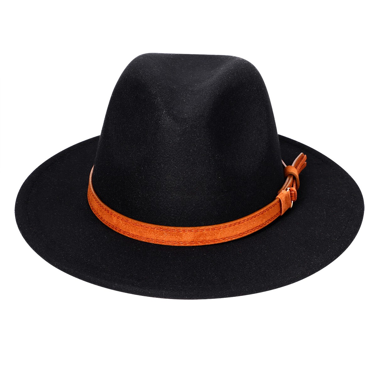 Vintage Wide Brim Wool Fedora Hat for Women with Buckle Vintage Wide-Brim Fedora Hat with Buckle Detail Size 8 1/4 main image 2