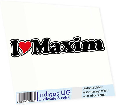 Autoaufkleber - Aufkleber - Sticker Auto mit Herz - 15 cm I LOVE Maxim