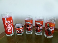 LOT NEUF 5  VERRES VARIES  COCA COLA COLLECTOR  EN VERRE SERIGRAPHIE
