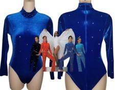 Can't Stop The Beat Rhinestone Leotard BLUE Adult Small Dance Costume New