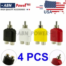 4x 1-Male to 2-Female Cable Adapter RCA Y Splitter AV Audio Video Plug Converter