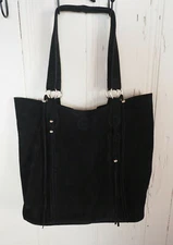 Anthropologie RAJ Kangan Suede Large Shopper Tote Shoulder Bag Black 