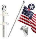 Flag Pole Kit for House, 7Ft Flag Pole with Wall Mounted Bracket and American.