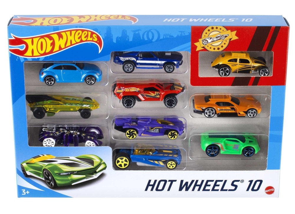 10-Pack 1:64 Scale Toy Cars & Trucks with Race Cars