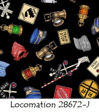 Locomotion Trains 28672 J QT Fabrics cotton quilt fabric Train motifs 32" left