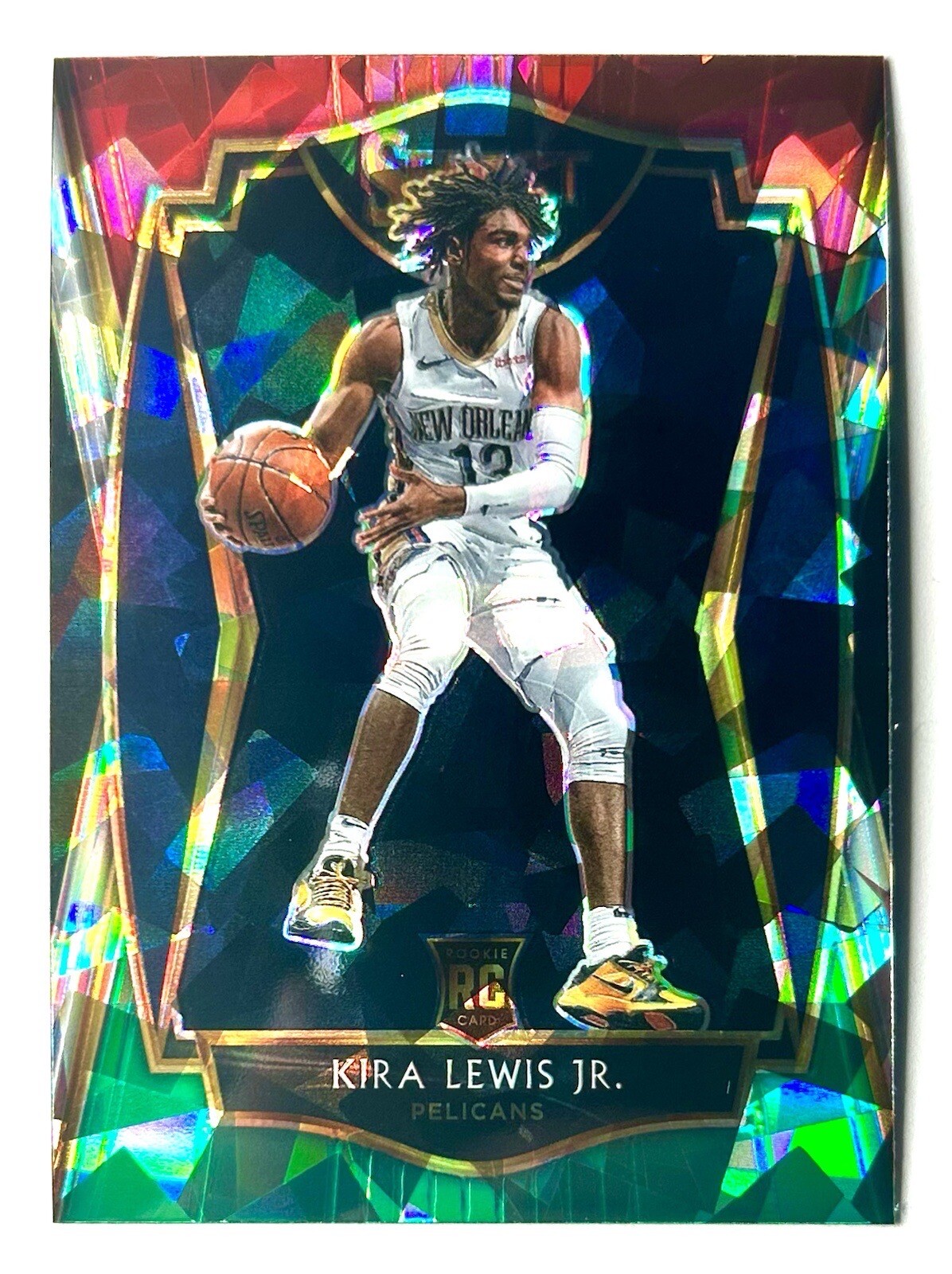 2020-21 Select Kira Lewis Jr Red White Green Cracked Ice Prizm Rookie SP RC #178