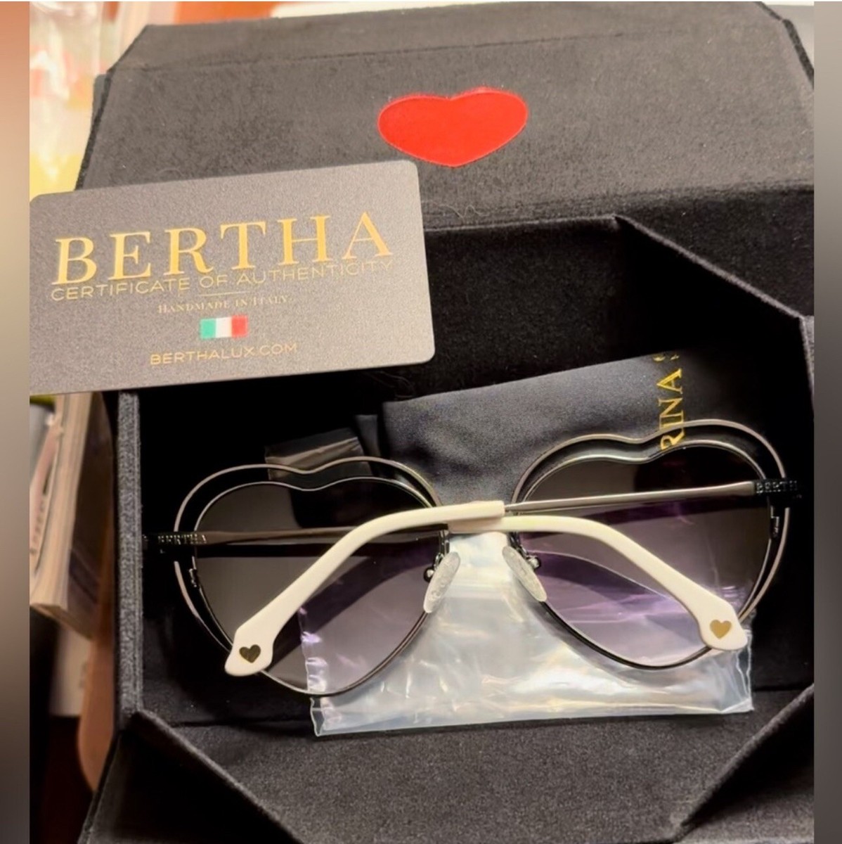 Bertha Lolita - Hearts Ladies Sunglasses - Made In Italy NWT 