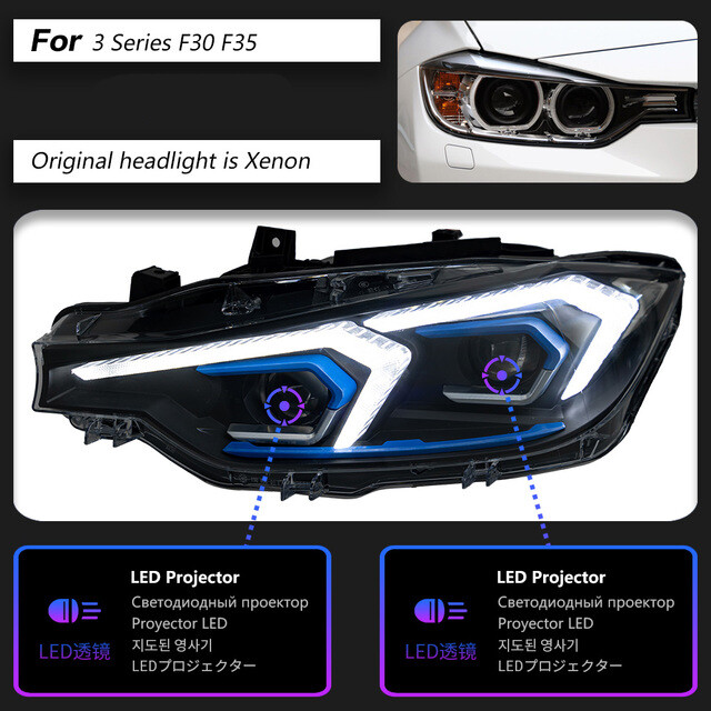 For BMW F30 318i 320i 325i 328i 330i 335i Headlights LED DRL Front