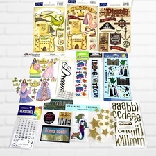 Scrapbooking Sticker Fantasy Knight Dragon Princess Glitter 3D Mix Vtg - Now Lot