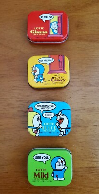 Doraemon Lotte Chocolate Tin Storage Container Can Rare Vintage Collectible