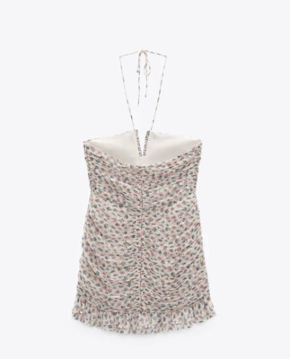 Zara Metallic Thread Draped Print Dress Size XS | eBay