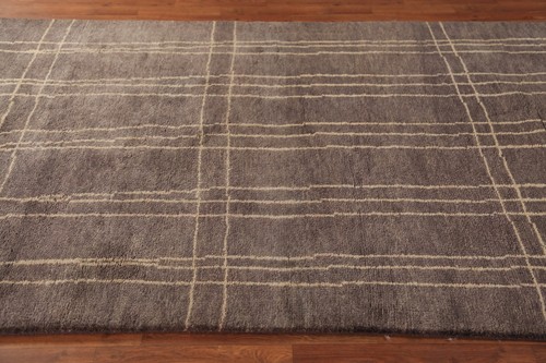 Unique Luxury Hand-Knotted Moroccan Rug Brown Bedroom Centerpiece 5x8 ft - Picture 15 of 21