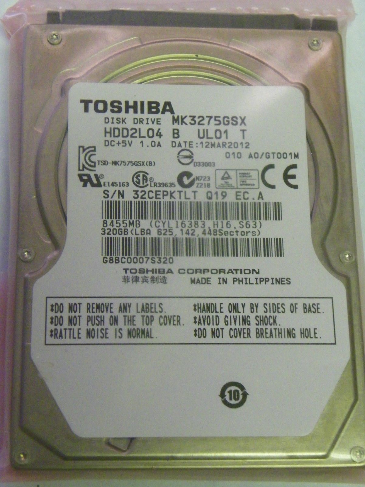 Pcb - Toshiba 320gb Mk3263gsx (hdd2h23 A Sk01 S) G002439-0a A0 Fg020a 8EF