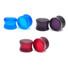 Pair Of Double Flare Glass Plugs Gauges Choose Size Type