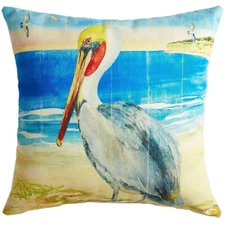 Printed Pelican 20" Blue Decor Throw Accent Pillow 3170470
