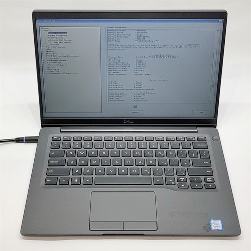 Dell Latitude 7400 Laptop i5 8265U 1.60GHZ 14" HD 8GB NO HDD/BATT BIOS LOCKED