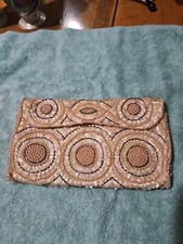 Vintage Beaded Clutch Evening Bag Lined and Snap Flap Closure