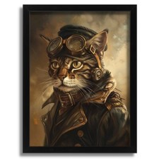 Vintage Maine Coon Cat Portrait Steampunk Animal Wall Art Cat Print Cat Gift 