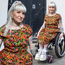 RUN AND FLY Red Panda Print Cotton Tea Dress 8-26 Pockets Cute Alt Retro