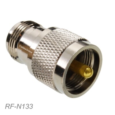 N-Type Female to UHF PL259 Male 50-Ohm RF Coaxial Adapter, RF-N133