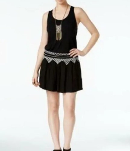 Lucky Brand Kleid bestickt schwarz Damen Größe XL Racerback plissiert gesmockt Neu mit Etikett - Bild 17 von 24