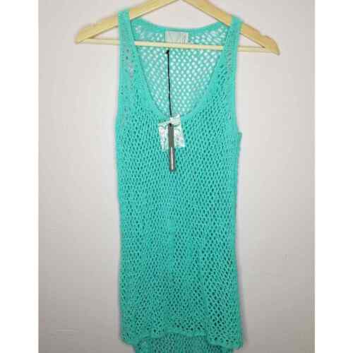 Michael Stars 100% Cotton Turquoise Crochet Knit Tank New Size 1 - Photo 1/11