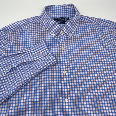 Vineyard Vines Performance XL Blue Pink Check Long Sleeve  Button Down Shirt