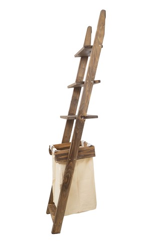 Vintage Wäscheleiter in braun 175cm Wäschekorb Dekoleiter - Bild 4 von 5