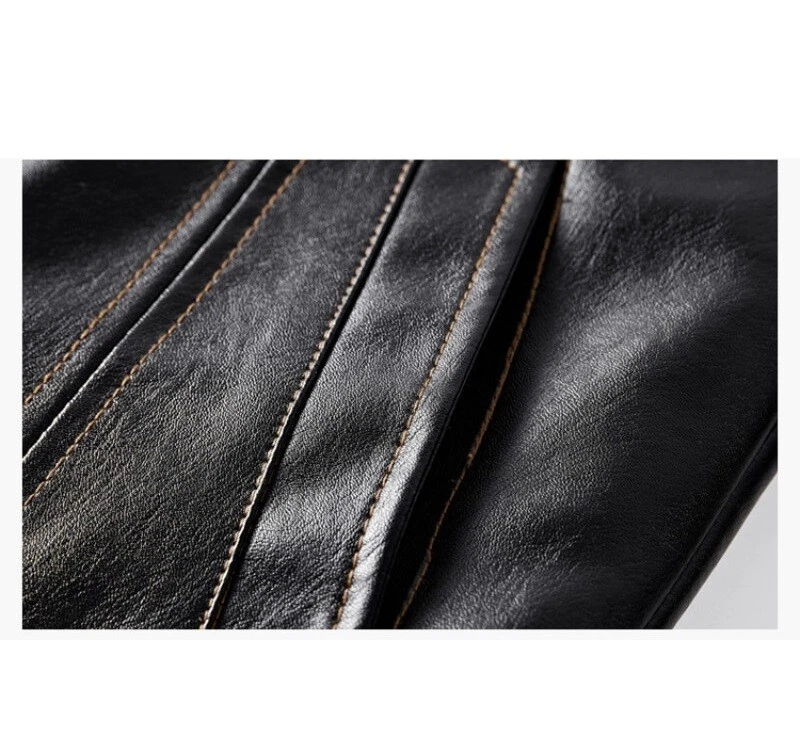 Para Hombres Invierno Exterior Imitación Cuero Chaquetas Motor Polar Informal Forrado Calce Ajustado Abrigo Foto 4 de 4