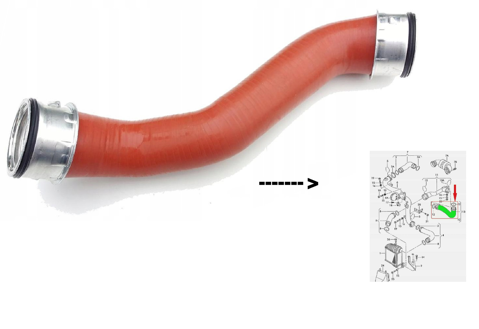 Tuyau intercooler renforcé VW Bora 1.9 TDI durite turbo en caoutchouc de qualité supérieure