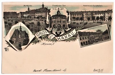 alte Litho Ak Hanau, Mehrbild, ungelaufen 1897 - Bild 1 von 2