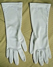 Vintage Late 50's, Early1960  s Ladies White Dress Gloves with Cut-Out 12 1/2" L