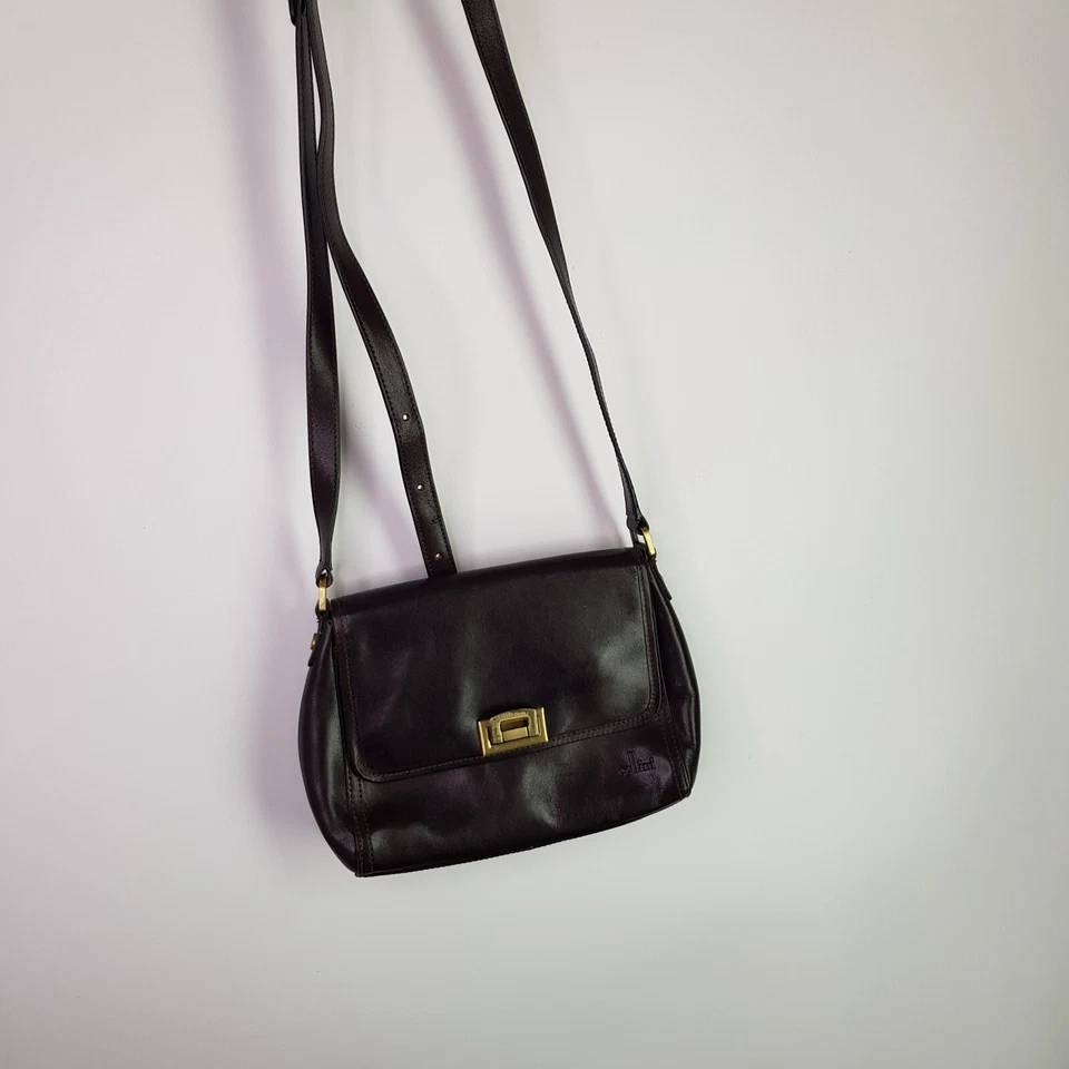 Bolso de Mano Cellini Pequeño de Cuero 19x26cm Marrón Dorado Bandolera de Hombro Ajustable Foto 3 de 4