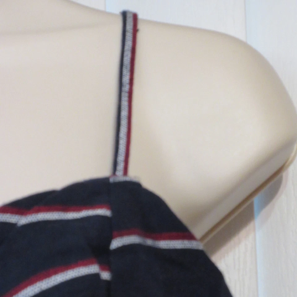 Derek Heart Women's Striped V Neck Tie Bow Front Cotton Jumpsuit Blue M B40 - Image 4 of 4