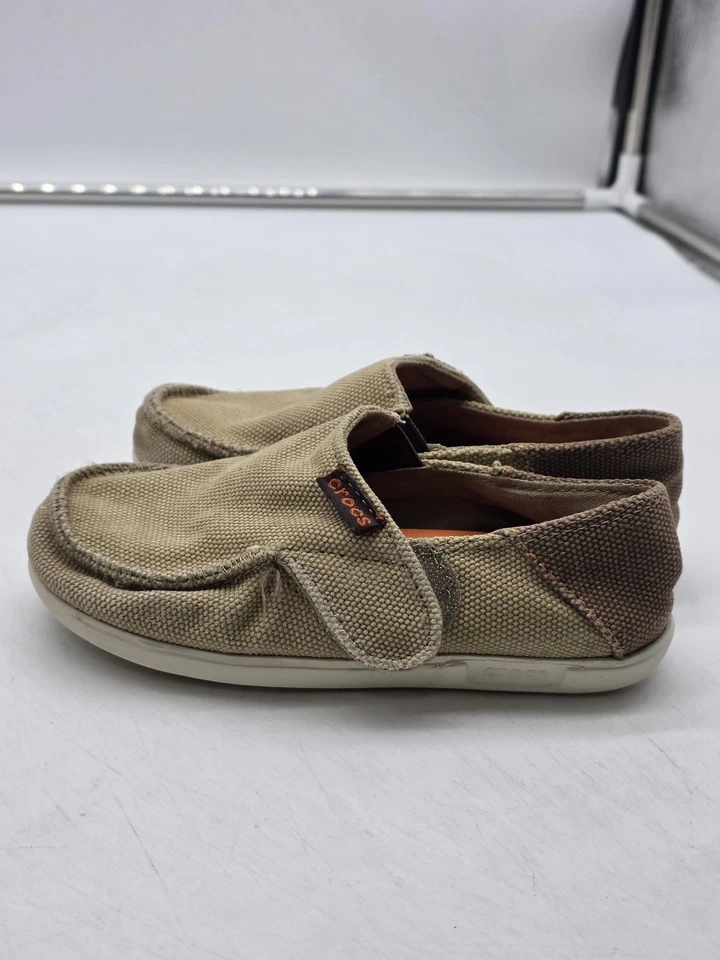 Crocs Zapatos Niños Talla 12/13 Caqui Marrón Lona Sin Cordones Mocasines Informales 16154 Foto 4 de 4