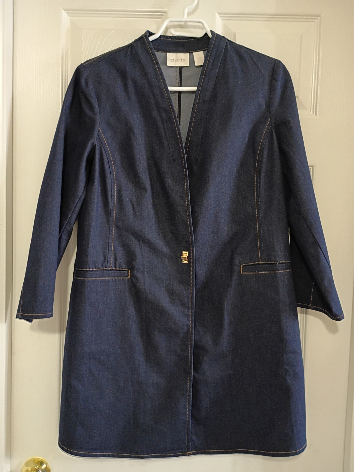 Chicos Denim Look Jacket.  New.  Size 1